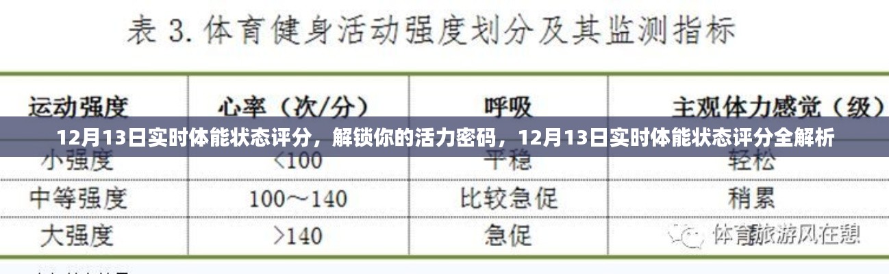 12月13日實時體能狀態(tài)評分，解鎖活力密碼，全面解析身體狀況