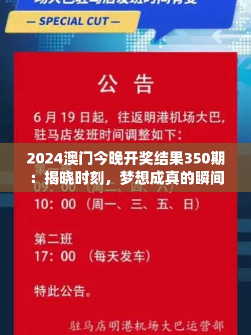 2024澳門今晚開獎結果350期：揭曉時刻，夢想成真的瞬間