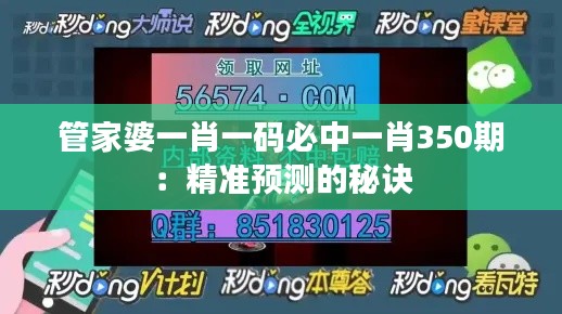 管家婆一肖一碼必中一肖350期：精準(zhǔn)預(yù)測的秘訣