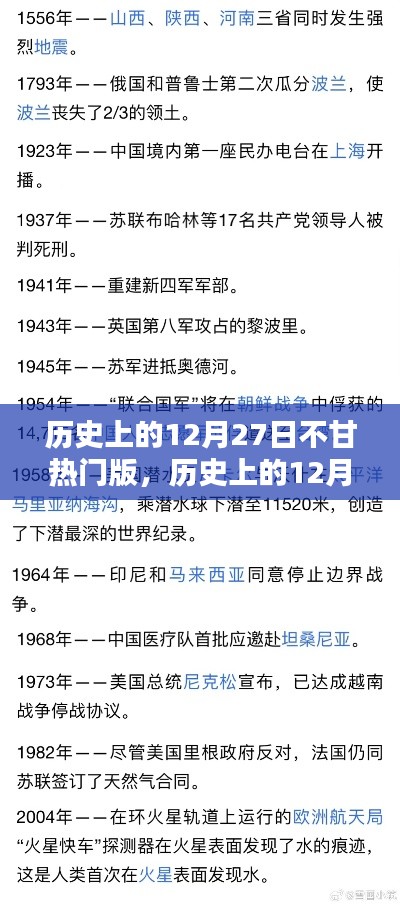 歷史上的12月27日深度測(cè)評(píng)與介紹，熱門(mén)版一覽