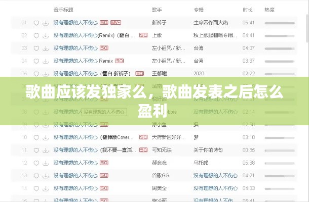 歌曲應該發(fā)獨家么，歌曲發(fā)表之后怎么盈利 