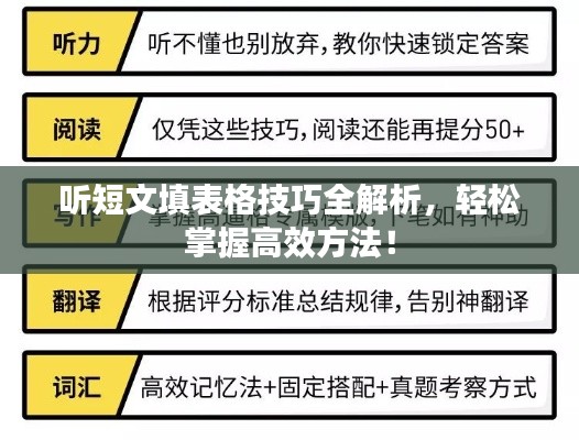 聽短文填表格技巧全解析，輕松掌握高效方法！