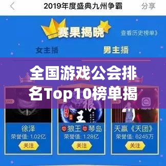 全國(guó)游戲公會(huì)排名Top10榜單揭曉！